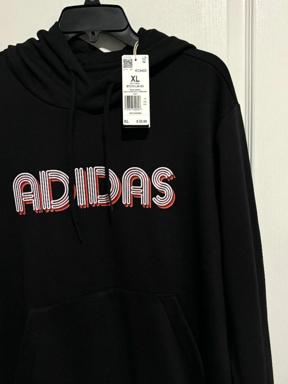 adidas Men's Black Multi Sport Long Sleeve Fleece Pullover Hoodie Sweatshirt, XL